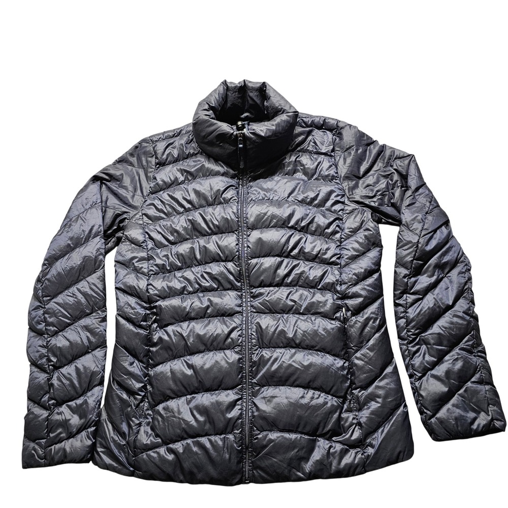 Uniqlo Ultra Light Down Jacket Womens Medium Navy Blue Puffer Packable Travel